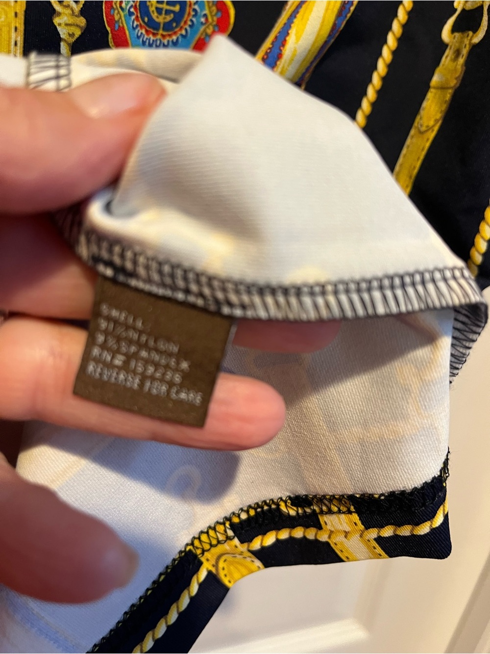 J.McLaughlin Navy & Yellow Chain Print Shift Dress. Catalina cloth SZ xl - Picture 5 of 5